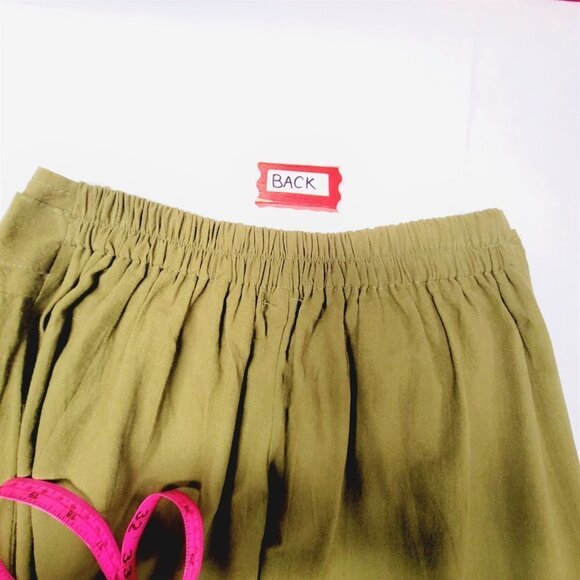 Olive Green Pants Culottes Wide Leg Colorful Floral Embroidered Appliques - Picture 10 of 13
